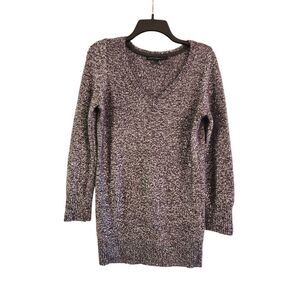White House Black Market  silver and black sequin sparkle  tunic v Neck sweater